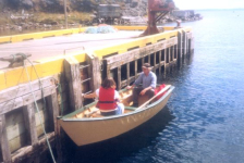 623: Red Island. Heidi Mulrooney and her father Pius at the government wharf. (1995) [courtesy of Pius Mulrooney]  - Pius son of William Mulrooney &amp;amp; Margaret Northover